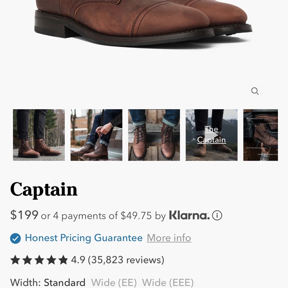 Thursday Boot Company Brown Leather Boots Cap-Toe Design